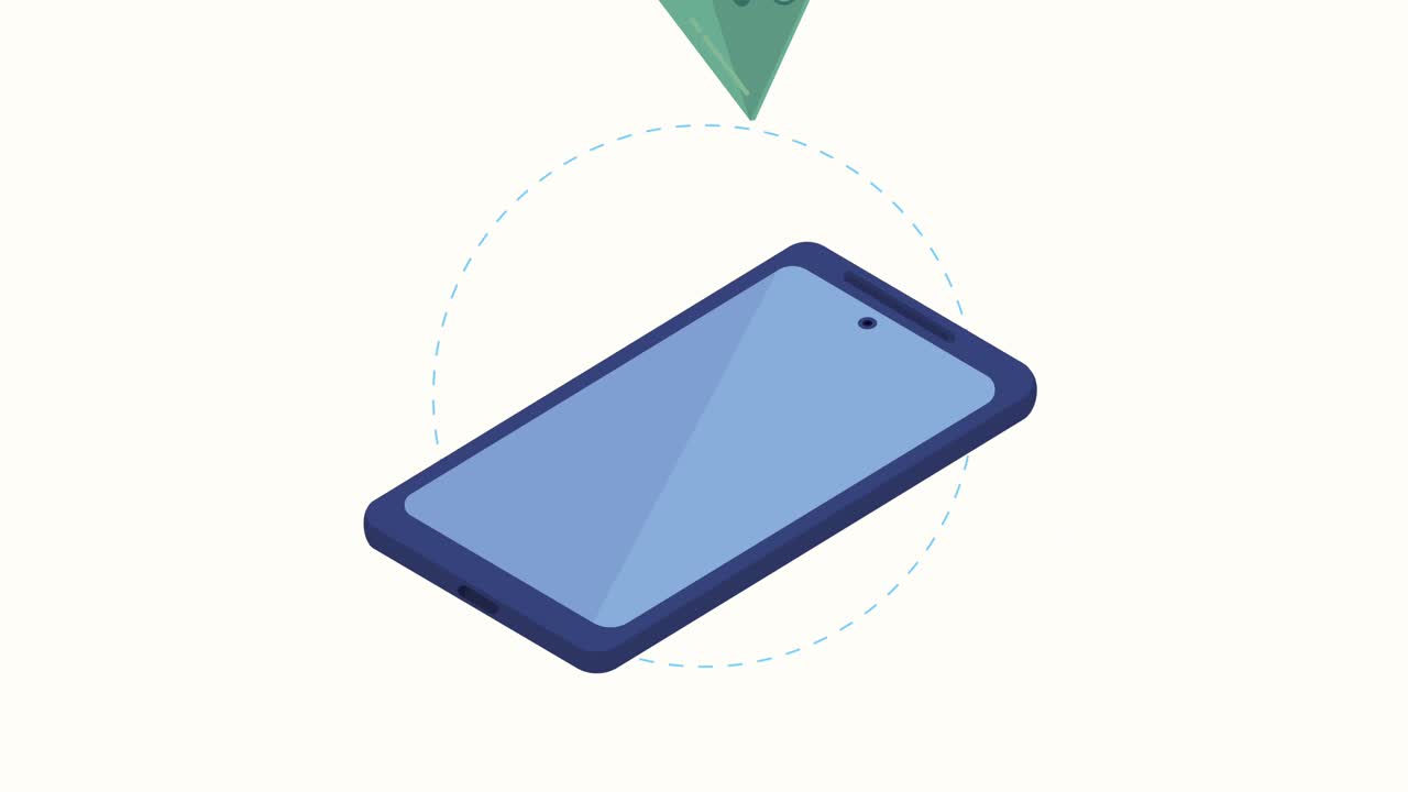 con la animación del billete de dinero del teléfono inteligente