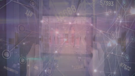 animación del procesamiento de datos sobre las manos utilizando una tableta