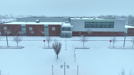 modern american school during snow storm