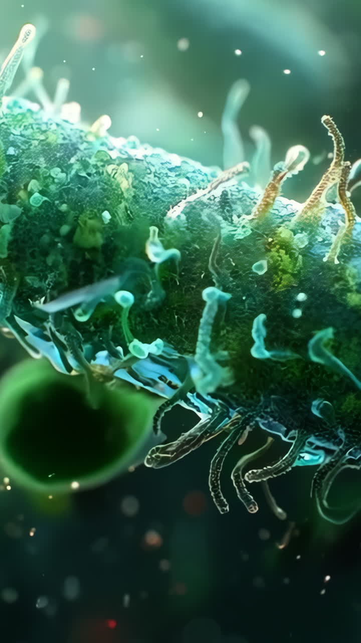 A green, fuzzy looking thing with a long stem. It is surrounded by water