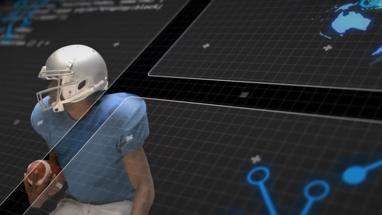 animación de un jugador de fútbol americano sobre un jugador de fútbol americano