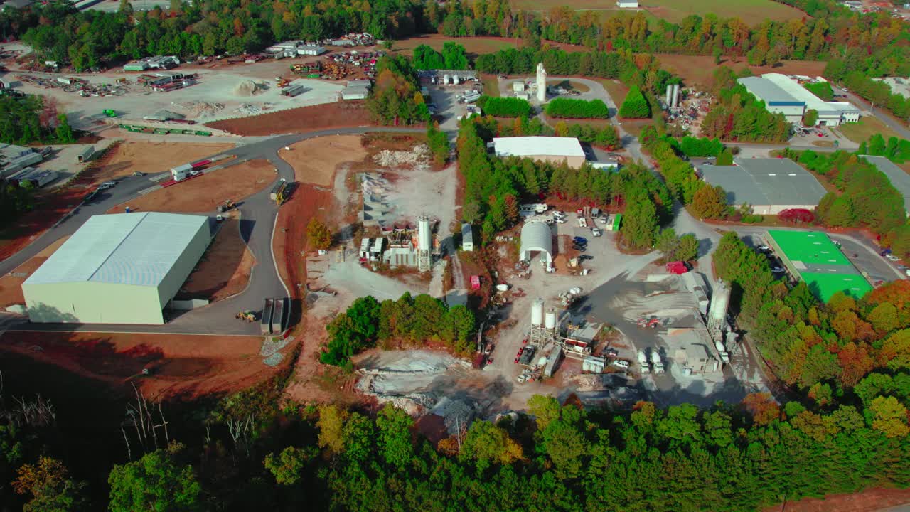 Aerial video of ready mix concrete supplier, location Atlanta, Georgia