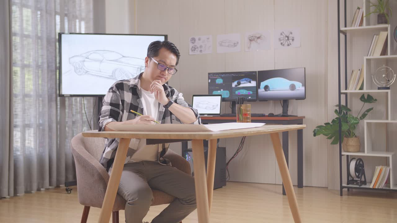 작업 중인 자동차 디자이너