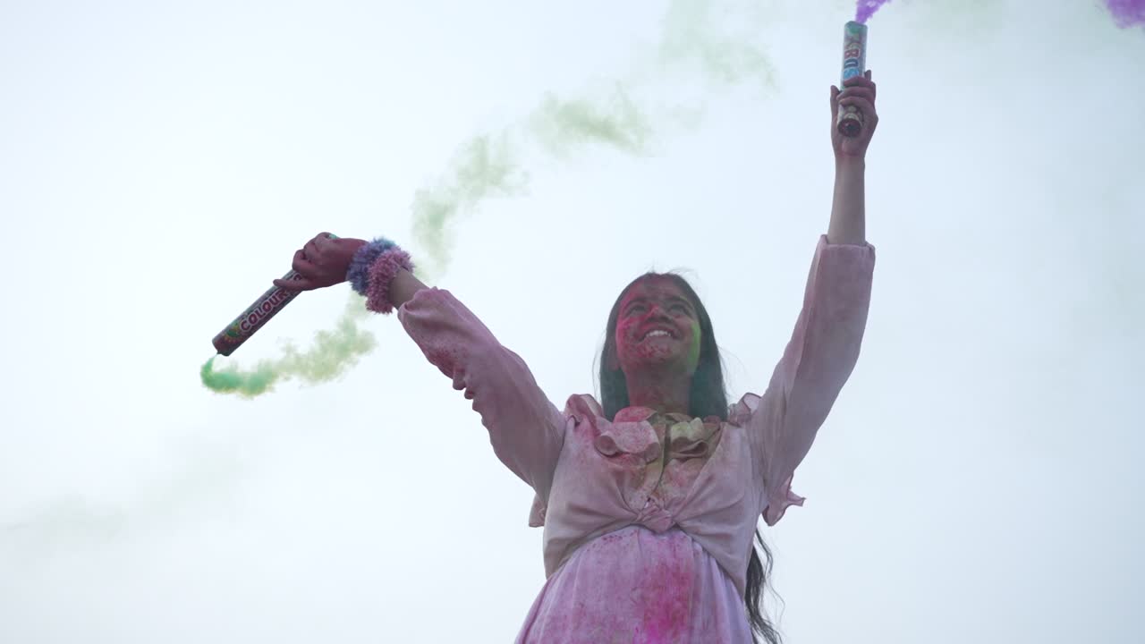 Indian Festival Holi Celebration Slowmotion