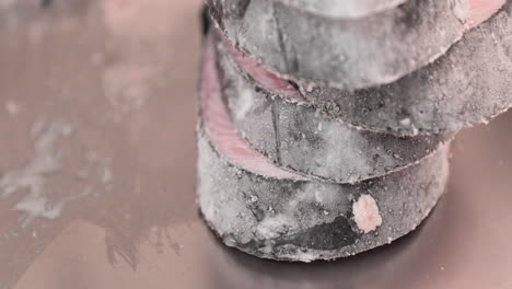 montón de salmón congelado en rodajas - tiro lateral