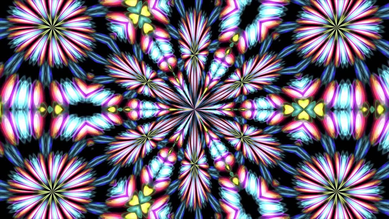 Živý abstraktní kaleidoskopický vzor s měnícími se barvami.