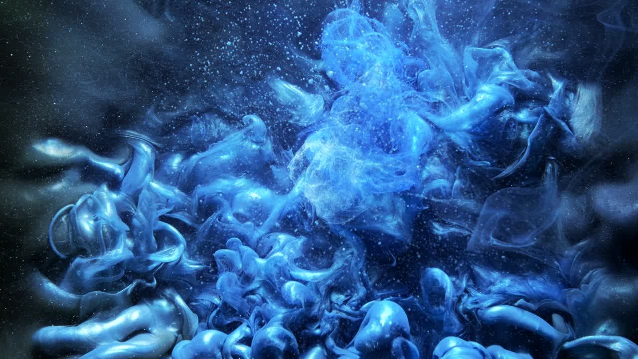 잉크의 움직임, 신비로운 구름, 파란빛, 반이는 흐름