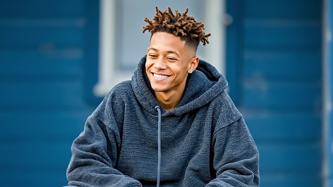 A young man with dreadlocks sitting on the ground