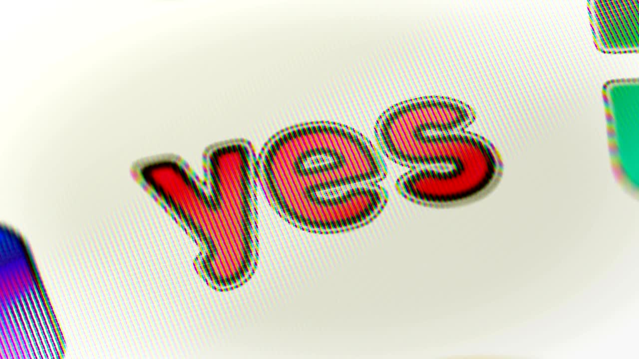 스크린에 "예"를 표시합니다. 루핑.