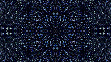 light wave abstract dots set blue color kaleidoscope black background