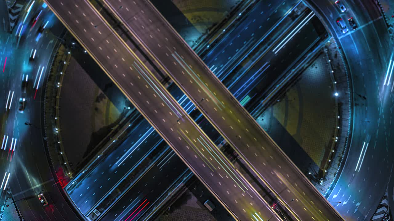 4k, lapso de tiempo la carretera en círculo y autopista, autopista y autopista y intersección