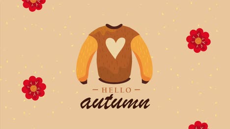 hello autumn lettering with