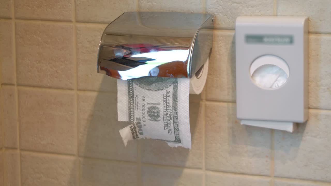 달러 화장실 종이 4k 느린 모션 60fps