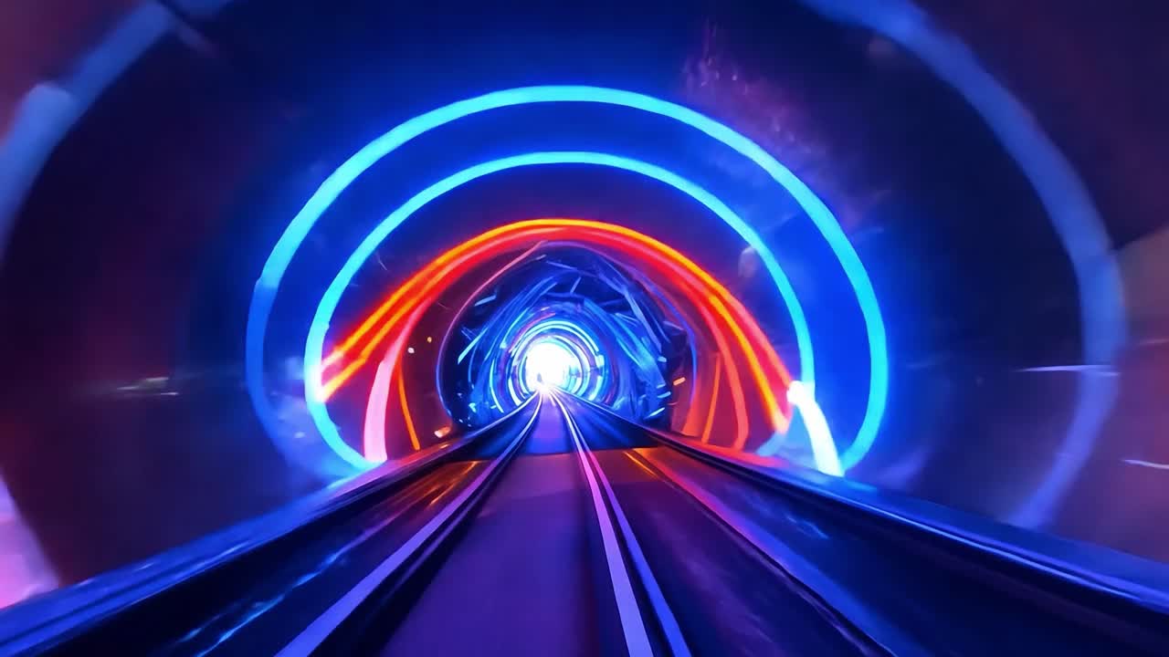 스피드 모션 흐릿함으로 반이는 파란색 터널