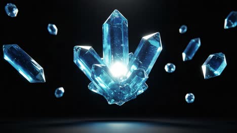 A Stunning Display of Ethereal Blue Crystals Illuminating the Darkness with Their Radiance, Capturing the Mystique of Natural Gemstone Formation and Light Reflection