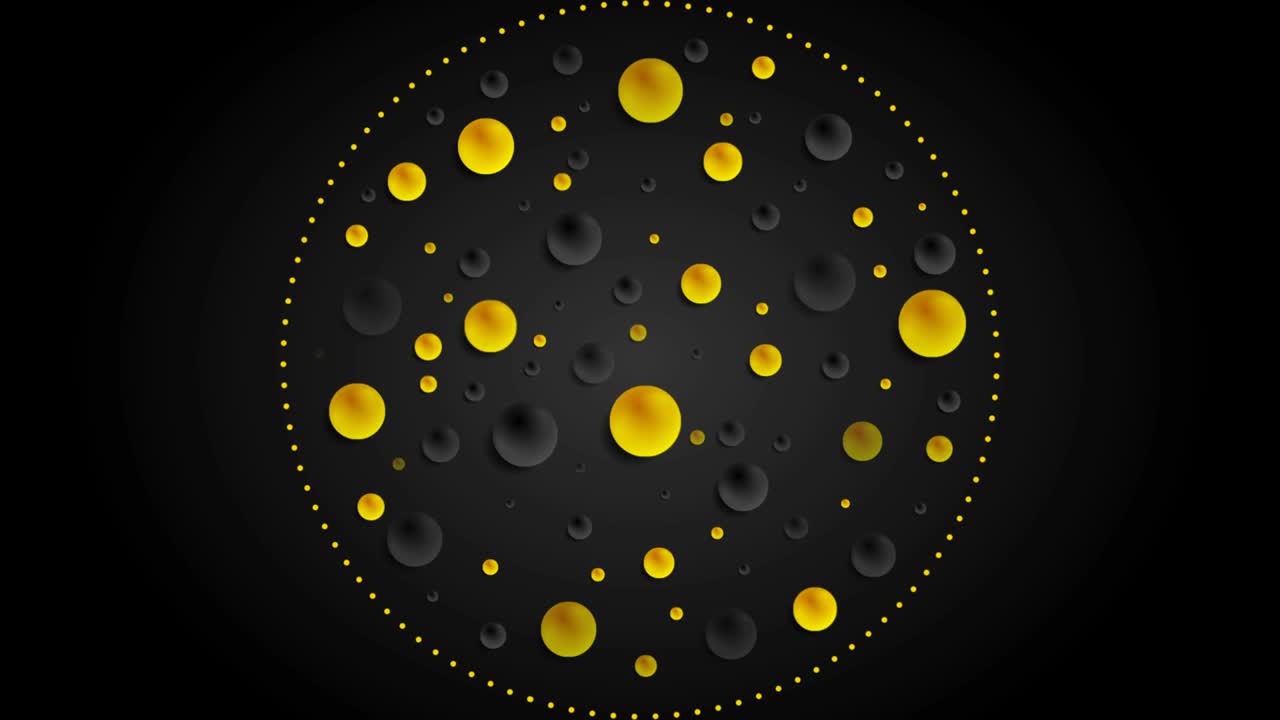 검은색과 노란색 반이는 구슬 추상적인 운동 배경