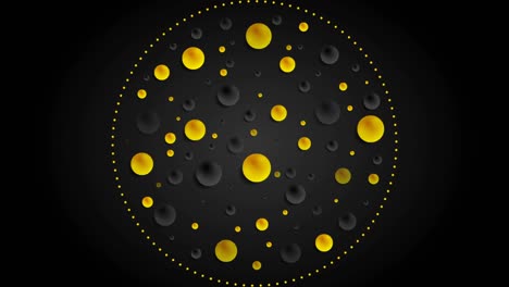 black and yellow glossy beads abstract motion background