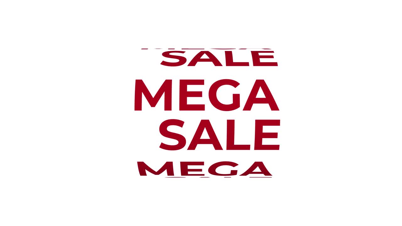 4K 3D Mega Sale text cylinder kinetic element looping effect. Kinetic Typography Animation. Advertising Animated Banner. Red text motion animation on white background.