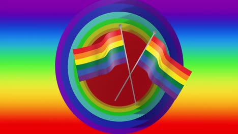 animation of rainbow flags over rainbow background