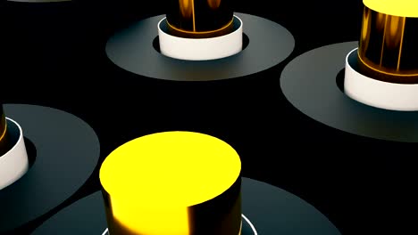 muchos cilindros brillantes en 3d, telón de fondo generado por computadora abstracta, renderizado en 3d