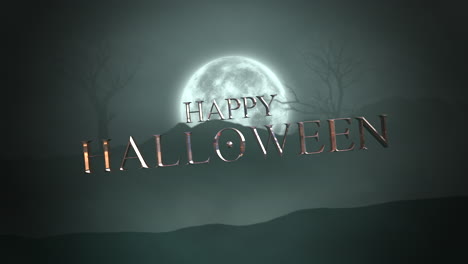 feliz halloween con luna grande y bosque místico