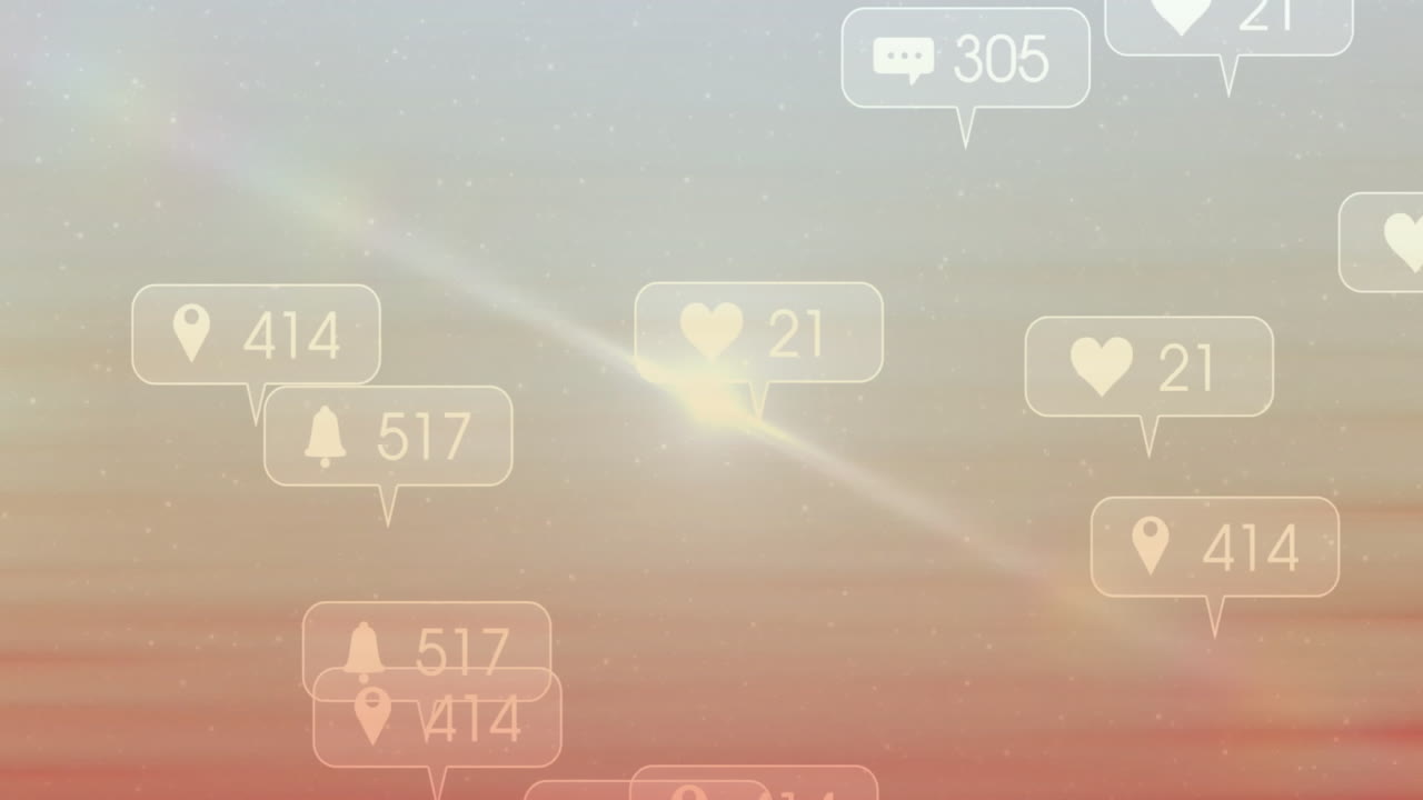 소셜 미디어 알림: 해가 지는 하늘 배경의 애니메이션