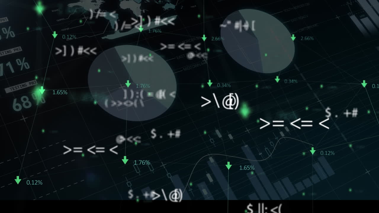 animación del procesamiento de datos financieros sobre un fondo negro