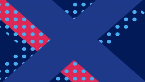 animation of emoji icons over shapes on blue background