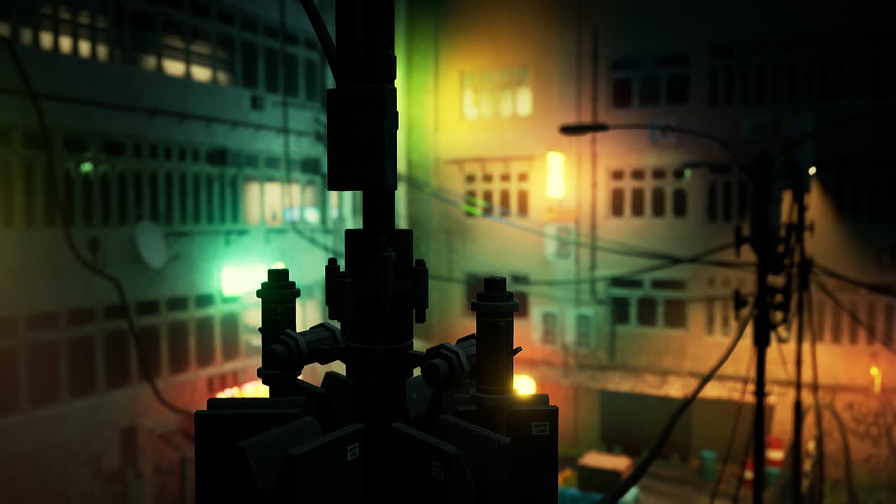 한국 의 작은 마을 의 야간 전망