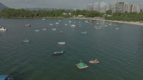 boats floating in hong kong waters, china, hongkong