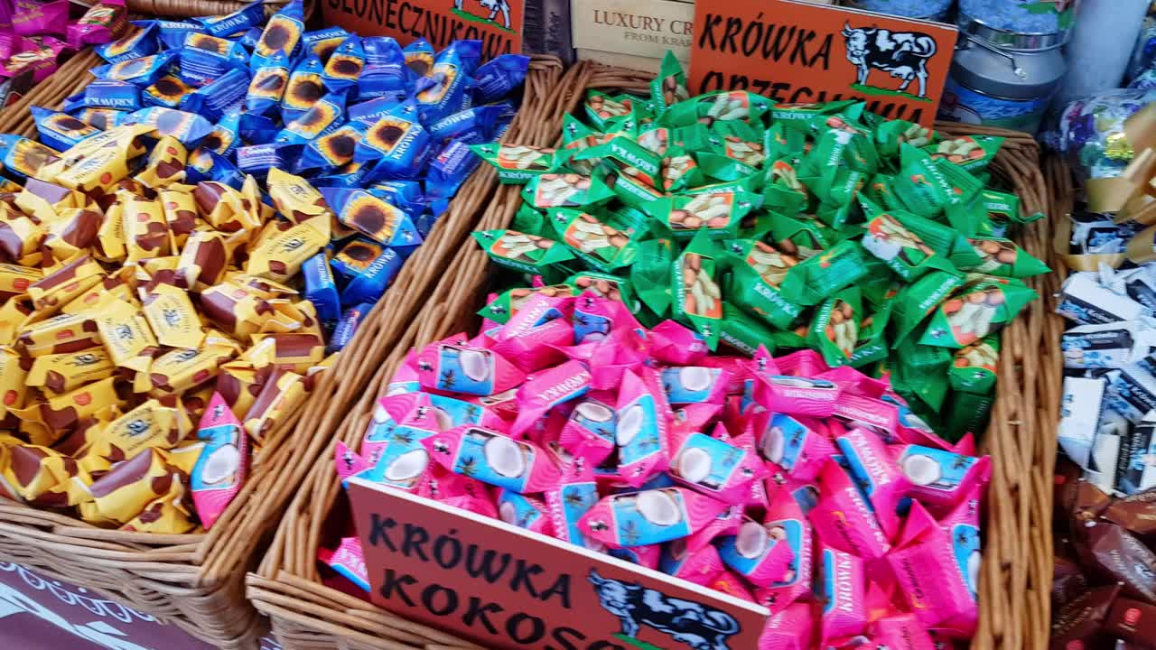 Caramel, butterscotch and sweets in the Christmas fair in Krakow, Poland