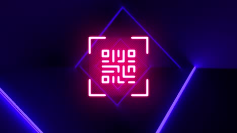 escáner de código qr contra túnel brillante en el cambio de fondo