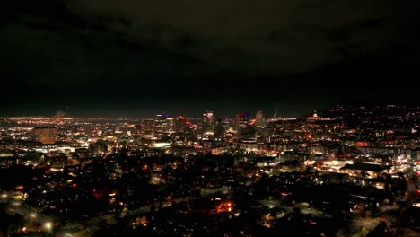 Very-wide-angle-shot-of-Salt-Lake-City-skyline-and-capital-building-at-night