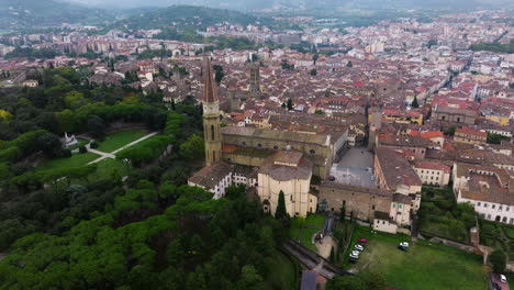 aerial panorama of duomo di arezzo cathedral in the historic center of arezzo in tuscany, italy