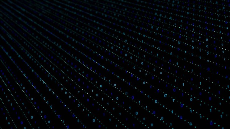 Cyberspace big data digital business hi tech matrix tunnel binary code encrypted nodes technology