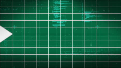 animación de flechas blancas que se mueven sobre fondo verde con procesamiento de datos