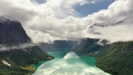 beautiful nature norway natural landscape lovatnet lake.