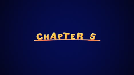 chapter 5 wobbly gold yellow text animation pop up effect on a dark blue background with texture