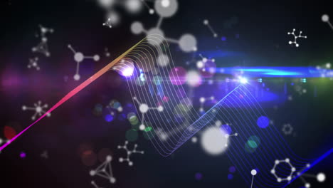 animación del procesamiento de datos con moléculas