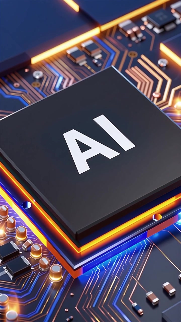 Futuristic AI Chip Motherboard Technology Background