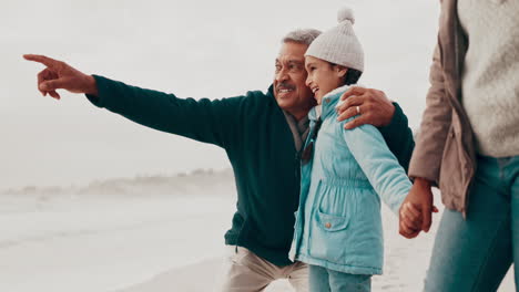 Family,-pointing-and-girl-with-grandparents