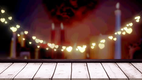 animation of fairy lights over wooden boards