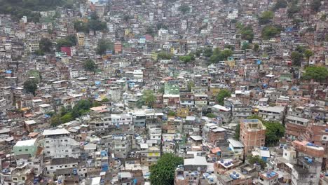 Drone-footage-of-Rocinha,-a-favela-in-Rio-de-Janeiro,-Brazil,-one-of-the-largest-favelas-in-the-world