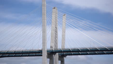 suspension bridge over flowing  river