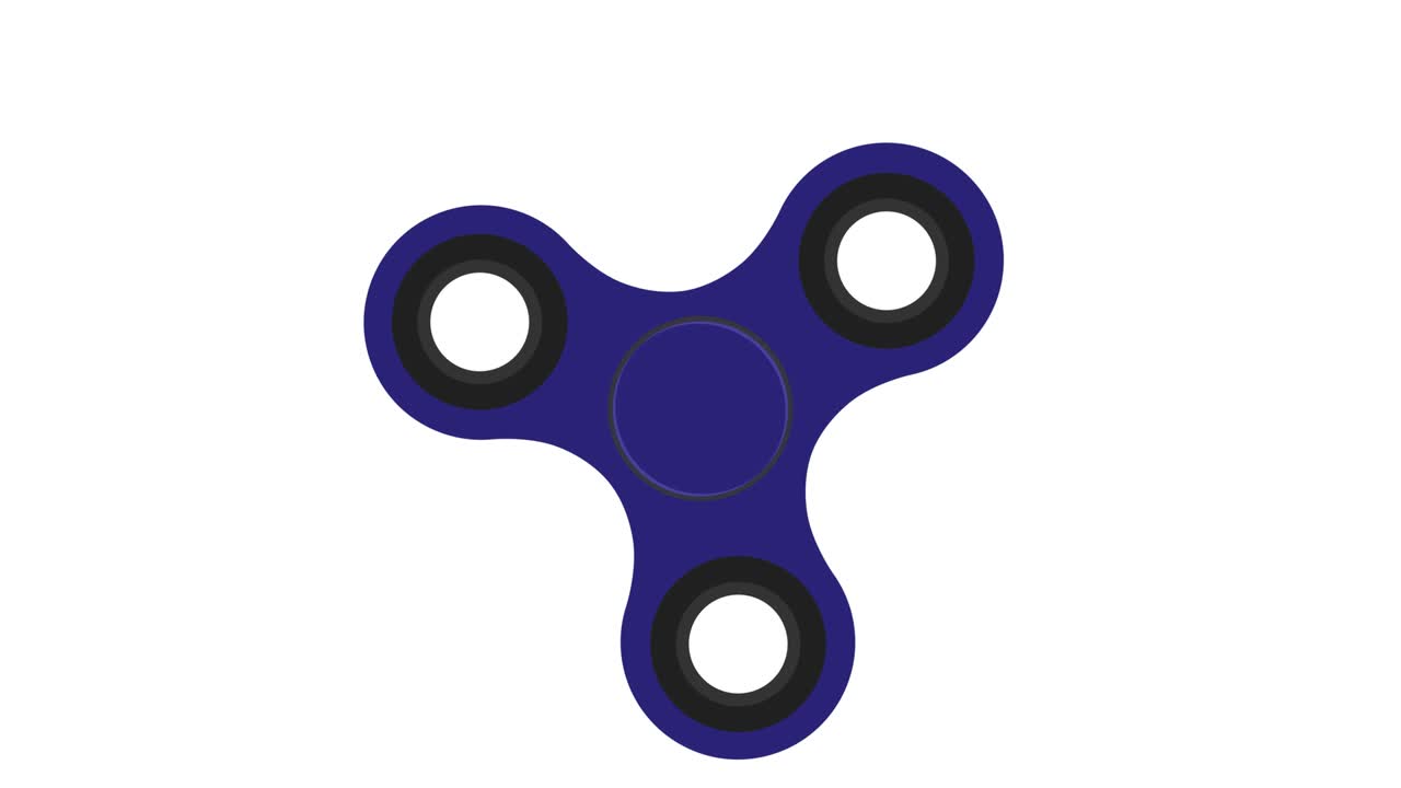 Blue hand spinner spins on a white background. A toy for concentration. Motion graphics.