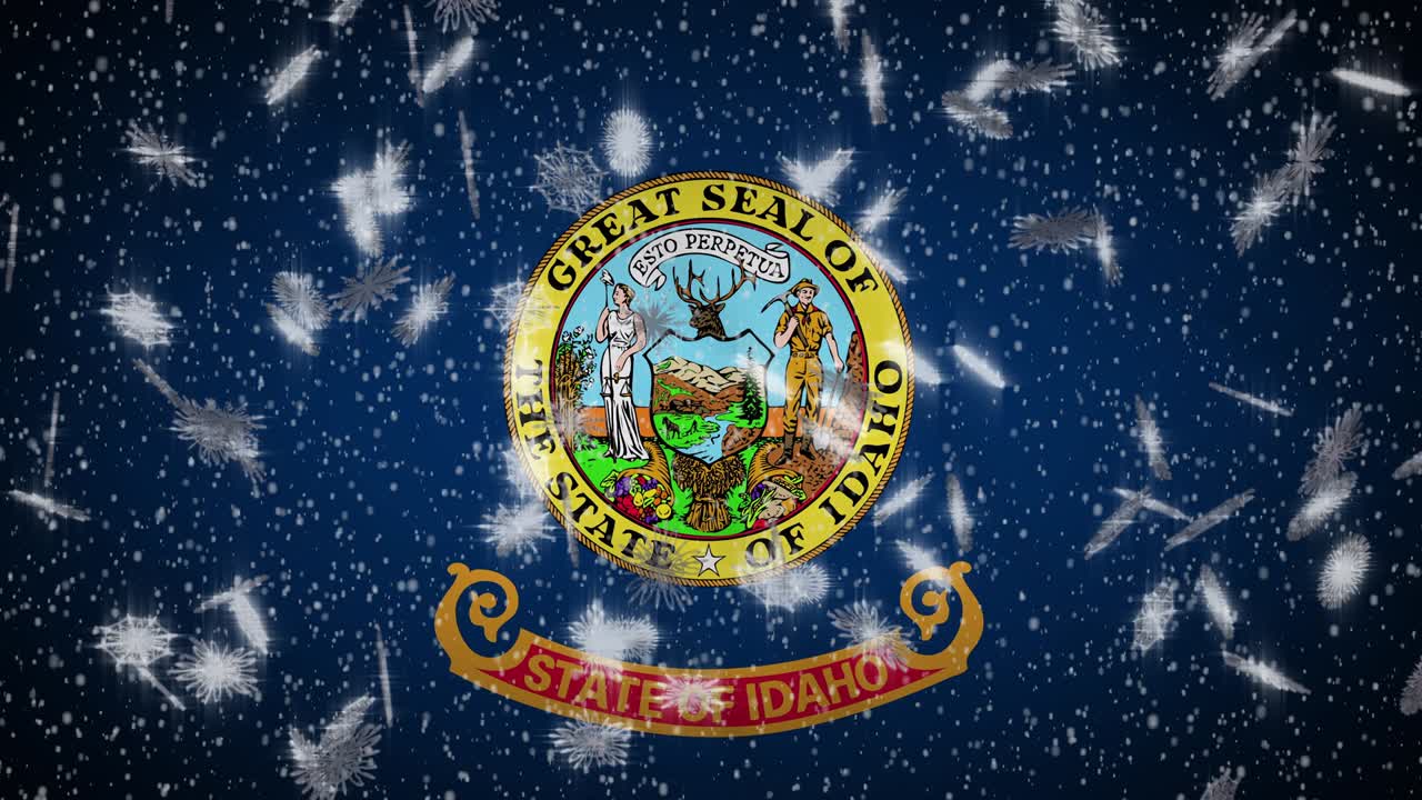 아이다호 발: 눈이 내리고, 새해와 크리스마스 배경, 루프