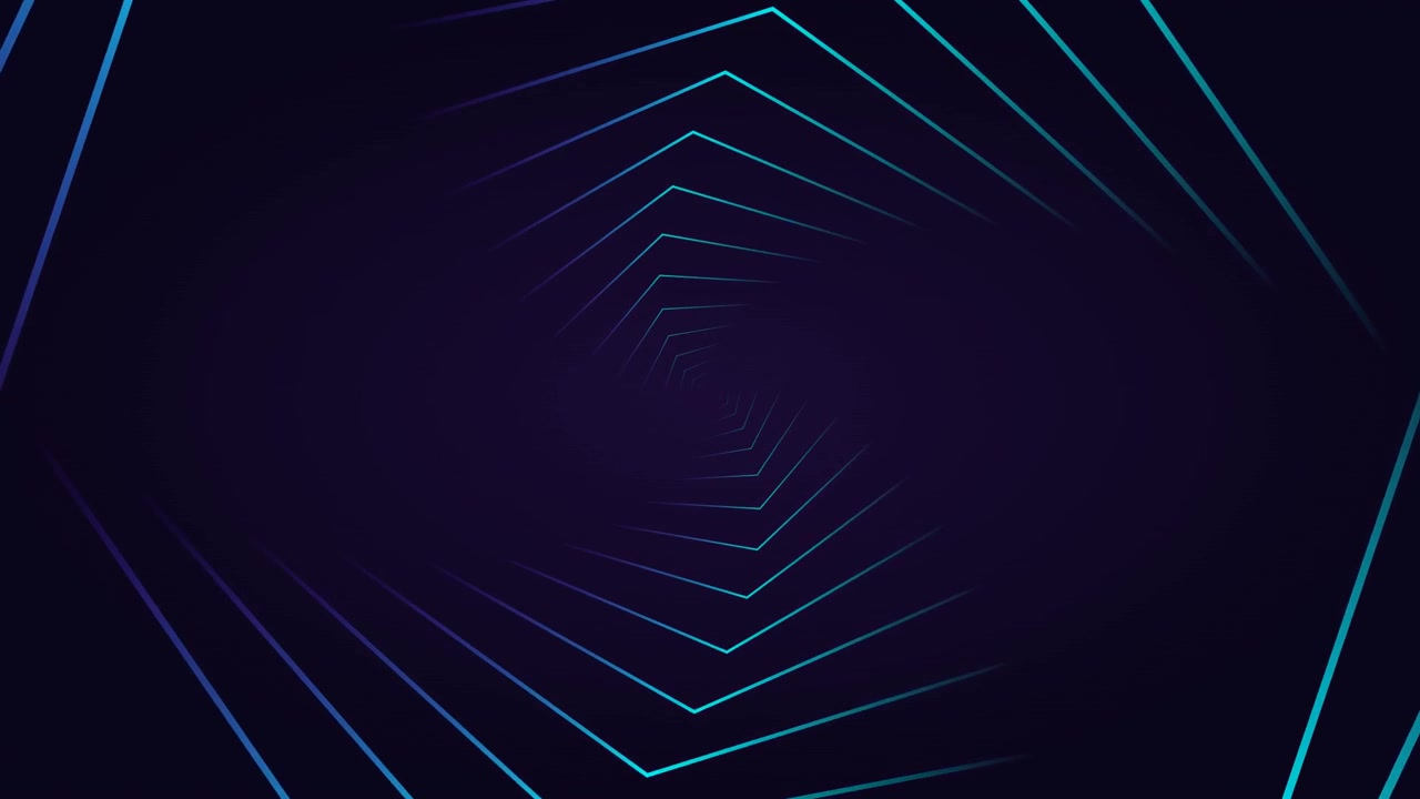 Abstract Rotating Hexagonal Neon Lines Tunnel