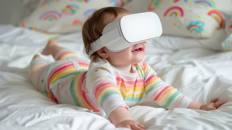 niño pequeño con auriculares vr hechos en ai
