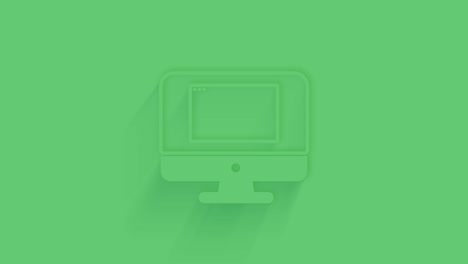 animated computer screen with browser window icon with shadow on green background. neumorphism minimal style. transparent background. 4k video motion graphic animation.