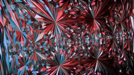 abstract geometric pattern with red and blue metal shapes